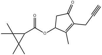 2,2,3,3-Tetramethyl-1-cyclopropanecarboxylic acid 2-methyl-4-oxo-3-(2-propynyl)-2-cyclopentenyl ester Struktur