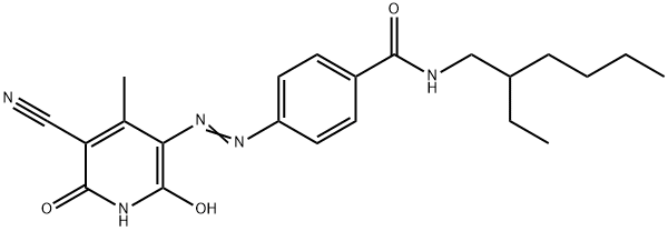 4-[[(5-Cyano-1,2-dihydro-6-hydroxy-4-methyl-2-oxopyridin)-3-yl]azo]-N-(2-ethylhexyl)benzamide Struktur