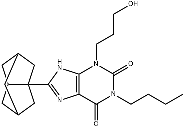 1-BUTYL-8-(HEXAHYDRO-2,5-METHANOPENTALEN-3A(1H)-YL)-3,7-DIHYDRO-3-(3-HYDROXYPROPYL)-1H-PURINE-2,6-DIONE Struktur