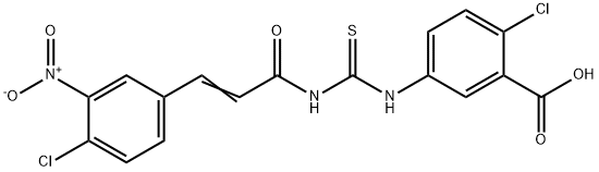 2-CHLORO-5-[[[[3-(4-CHLORO-3-NITROPHENYL)-1-OXO-2-PROPENYL]AMINO]THIOXOMETHYL]AMINO]-BENZOIC ACID Struktur