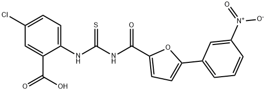 5-CHLORO-2-[[[[[5-(3-NITROPHENYL)-2-FURANYL]CARBONYL]AMINO]THIOXOMETHYL]AMINO]-BENZOIC ACID Struktur