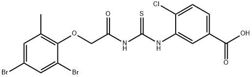 4-CHLORO-3-[[[[(2,4-DIBROMO-6-METHYLPHENOXY)ACETYL]AMINO]THIOXOMETHYL]AMINO]-BENZOIC ACID Struktur