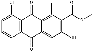 1-Methyl-3,8-dihydroxy-9,10-dihydro-9,10-dioxoanthracene-2-carboxylic acid methyl ester Struktur