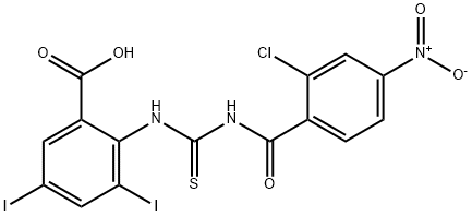 2-[[[(2-CHLORO-4-NITROBENZOYL)AMINO]THIOXOMETHYL]AMINO]-3,5-DIIODO-BENZOIC ACID Struktur