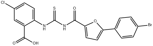 2-[[[[[5-(4-BROMOPHENYL)-2-FURANYL]CARBONYL]AMINO]THIOXOMETHYL]AMINO]-5-CHLORO-BENZOIC ACID Struktur