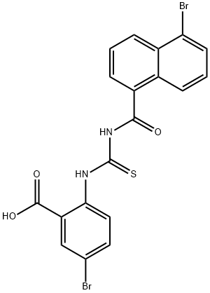 5-BROMO-2-[[[[(5-BROMO-1-NAPHTHALENYL)CARBONYL]AMINO]THIOXOMETHYL]AMINO]-BENZOIC ACID Struktur