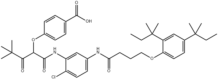 4-[1-[[[5-[[4-[2,4-bis(tert-pentyl)phenoxy]-1-oxobutyl]amino]-2-chlorphenyl]amino]carbonyl]-3,3-dimethyl-2-oxobutoxy]benzoesure