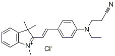 2-[2-[4-[(2-cyanoethyl)ethylamino]phenyl]vinyl]-1,3,3-trimethyl-3H-indolium chloride Struktur