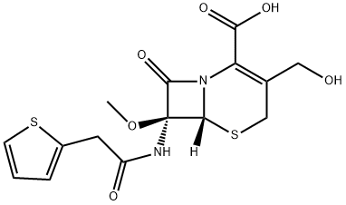 (6R-cis)-3-(hydroxymethyl)-7-methoxy-8-oxo-7-(2-thienylacetamido)-5-thia-1-azabicyclo[4.2.0]oct-2-ene-2-carboxylic acid Struktur