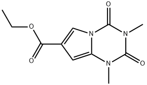 1,2,3,4-Tetrahydro-1,3-dimethyl-2,4-dioxopyrrolo[1,2-a]-1,3,5-triazine-7-carboxylic acid ethyl ester Struktur