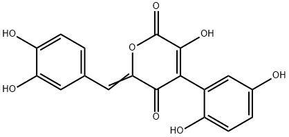 3-Hydroxy-4-(2,5-dihydroxyphenyl)-6-[(3,4-dihydroxyphenyl)methylene]-2H-pyran-2,5(6H)-dione Struktur