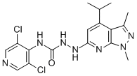 1-[1,3-DIMETHYL-4-(2-METHYLETHYL)-1H-PYRAZOLO[3,4-B]PYRIDIN-6-YL]-4-(3,5-DICHLORO-4-PYRIDINYL)-SEMICARBAZIDE Struktur