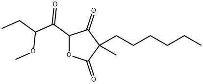 3-Hexyl-5-(2-methoxy-1-oxobutyl)-3-methyl-2,4(3H,5H)-furandione Struktur