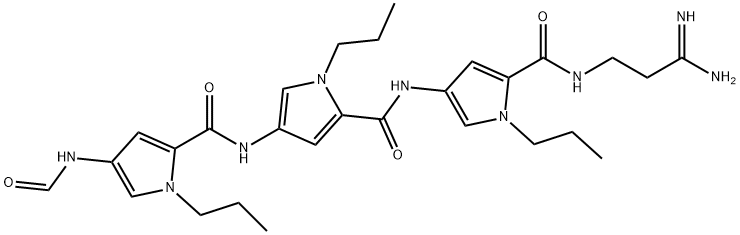 1H-Pyrrole-2-carboxamide, N-(5-(((3-amino-3-iminopropyl)amino)carbonyl )-1-propyl-1H-pyrrol-3-yl)-4-(((4-(formylamino)-1-propyl-1H-pyrrol-2-y l)carbonyl)amino)-1-propyl- Struktur