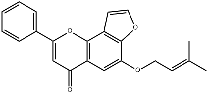 6-[(3-Methyl-2-butenyl)oxy]-2-phenyl-4H-furo[2,3-h]-1-benzopyran-4-one Struktur