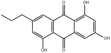 1,3,5-Trihydroxy-7-propyl-9,10-anthracenedione Struktur