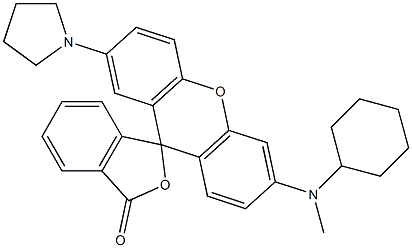 6'-Pyrrolizino-2'-(cyclohexylamino)spiro[isobenzofuran-1(3H),9'-[9H]xanthen]-3-one Struktur