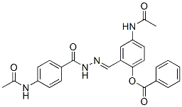 Benzoic acid 4-(acetylamino)-2-[[2-[4-(acetylamino)benzoyl]hydrazono]methyl]phenyl ester Struktur