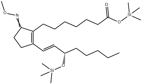 Prosta-8(12),13-dien-1-oic acid, 9-(methoxyimino)-15-[(trimethylsilyl) oxy]-, trimethylsilyl ester, (13E,15S)- Struktur