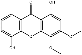 1,5-Dihydroxy-3,4-dimethoxy-9H-xanthen-9-one Struktur