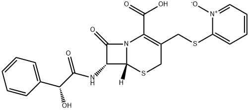 2-[[(7R)-7-[[(R)-2-Phenyl-2-hydroxy-1-oxoethyl]amino]-4-carboxycepham-3-en-3-yl]methylthio]pyridine 1-oxide Struktur