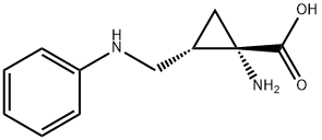 Cyclopropanecarboxylic acid, 1-amino-2-[(phenylamino)methyl]-, (1S,2S)- (9CI) Struktur