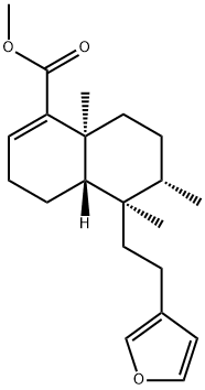 1-Naphthalenecarboxylic acid, 5-[2-(3-furanyl)ethyl]-3,4,4a,5,6,7,8,8a -octahydro-5,6,8a-trimethyl-, methyl ester, [4aS-(4aalpha,5alpha,6beta ,8abeta)]- Struktur