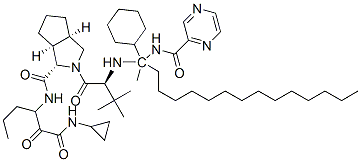 (1S,5R,8S)-7-[(2S)-2-[[(2S)-2-cyclohexyl-2-(pyrazine-2-carbonylamino)a cetyl]amino]-3,3-dimethyl-butanoyl]-N-[1-(cyclopropylcarbamoyl)-1-oxo- pentan-2-yl]-7-azabicyclo[3.3.0]octane-8-carboxamide Struktur