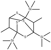 9,10-Dimethyl-1,3,5-tris(trimethylsilyl)-2,4,6,8-tetrathiaadamantane Struktur