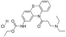 ethyl N-[10-(3-diethylaminopropanoyl)phenothiazin-2-yl]carbamate hydrochloride Struktur