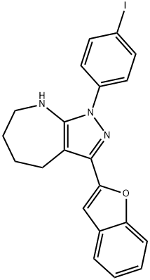 Pyrazolo[3,4-b]azepine, 3-(2-benzofuranyl)-1,4,5,6,7,8-hexahydro-1-(4-iodophenyl)- (9CI) Struktur