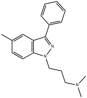 1-(3-(dimethylamino)propyl)-5-methyl-3- phenyl-1H-indazole Struktur