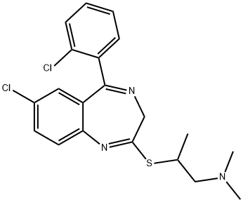 1-Propanamine, 2-7-chloro-5-(2-chlorophenyl)-3H-1,4-benzodiazepin-2-ylthio-N,N-dimethyl- Struktur