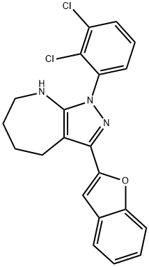 Pyrazolo[3,4-b]azepine, 3-(2-benzofuranyl)-1-(2,3-dichlorophenyl)-1,4,5,6,7,8-hexahydro- (9CI) Struktur