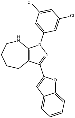 Pyrazolo[3,4-b]azepine, 3-(2-benzofuranyl)-1-(3,5-dichlorophenyl)-1,4,5,6,7,8-hexahydro- (9CI) Struktur