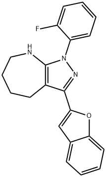 Pyrazolo[3,4-b]azepine, 3-(2-benzofuranyl)-1-(2-fluorophenyl)-1,4,5,6,7,8-hexahydro- (9CI) Struktur