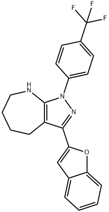 Pyrazolo[3,4-b]azepine, 3-(2-benzofuranyl)-1,4,5,6,7,8-hexahydro-1-[4-(trifluoromethyl)phenyl]- (9CI) Struktur