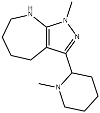 Pyrazolo[3,4-b]azepine, 1,4,5,6,7,8-hexahydro-1-methyl-3-(1-methyl-2-piperidinyl)- (9CI) Struktur