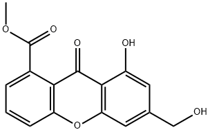 8-Hydroxy-6-hydroxymethyl-9-oxo-9H-xanthene-1-carboxylic acid methyl ester Struktur