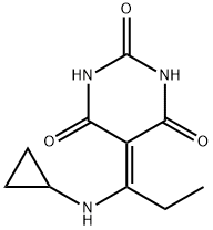 2,4,6(1H,3H,5H)-Pyrimidinetrione, 5-[1-(cyclopropylamino)propylidene]- (9CI) Struktur