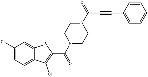 Piperazine, 1-[(3,6-dichlorobenzo[b]thien-2-yl)carbonyl]-4-(1-oxo-3-phenyl-2-propynyl)- (9CI) Struktur