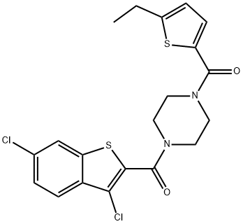 Piperazine, 1-[(3,6-dichlorobenzo[b]thien-2-yl)carbonyl]-4-[(5-ethyl-2-thienyl)carbonyl]- (9CI) Struktur