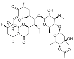 (12S,13S)-9-Deoxy-12,13-epoxy-12,13-dihydro-9-oxoleucomycin V=3,4''-diacetate Struktur