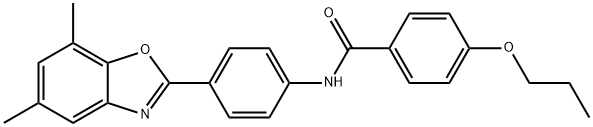 Benzamide, N-[4-(5,7-dimethyl-2-benzoxazolyl)phenyl]-4-propoxy- (9CI) Struktur