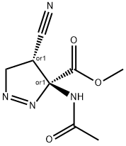 3H-Pyrazole-3-carboxylicacid,3-(acetylamino)-4-cyano-4,5-dihydro-,methyl Struktur