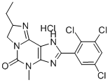 8-ETHYL-1,4,7,8-TETRAHYDRO-4-METHYL-2-(2,3,5-TRICHLOROPHENYL)-5H-IMIDAZO[2,1-I]PURIN-5-ONE MONOHYDROCHLORIDE Struktur