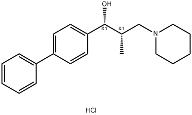 threo-alpha-(4-Biphenylyl)-beta-methyl-1-piperidinepropanol hydrochloride Struktur