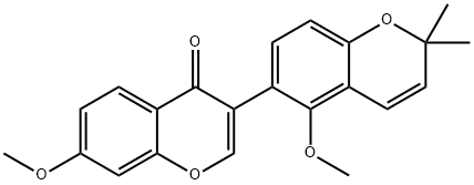 7-Methoxy-3-(5-methoxy-2,2-dimethyl-2H-1-benzopyran-6-yl)-4H-1-benzopyran-4-one Struktur