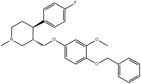 (3S,4R)-4-(4-Fluorophenyl)-3-[[3-methoxy-4-(phenylmethoxy)phenoxy]methyl]-1-methylpiperidine Struktur