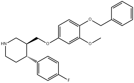 (3S,4R)-4-(4-Fluorophenyl)-3-[[3-methoxy-4-(phenylmethoxy)phenoxy]methyl]piperidine Struktur